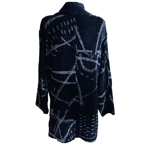 Vintage Women's Large Jacket Maude Andrade Black & White Abstract Woven Art - Picture 4 of 5